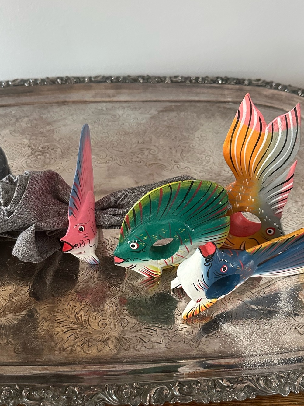 Hand-Painted Decorative Fish Figural Napkin Rings